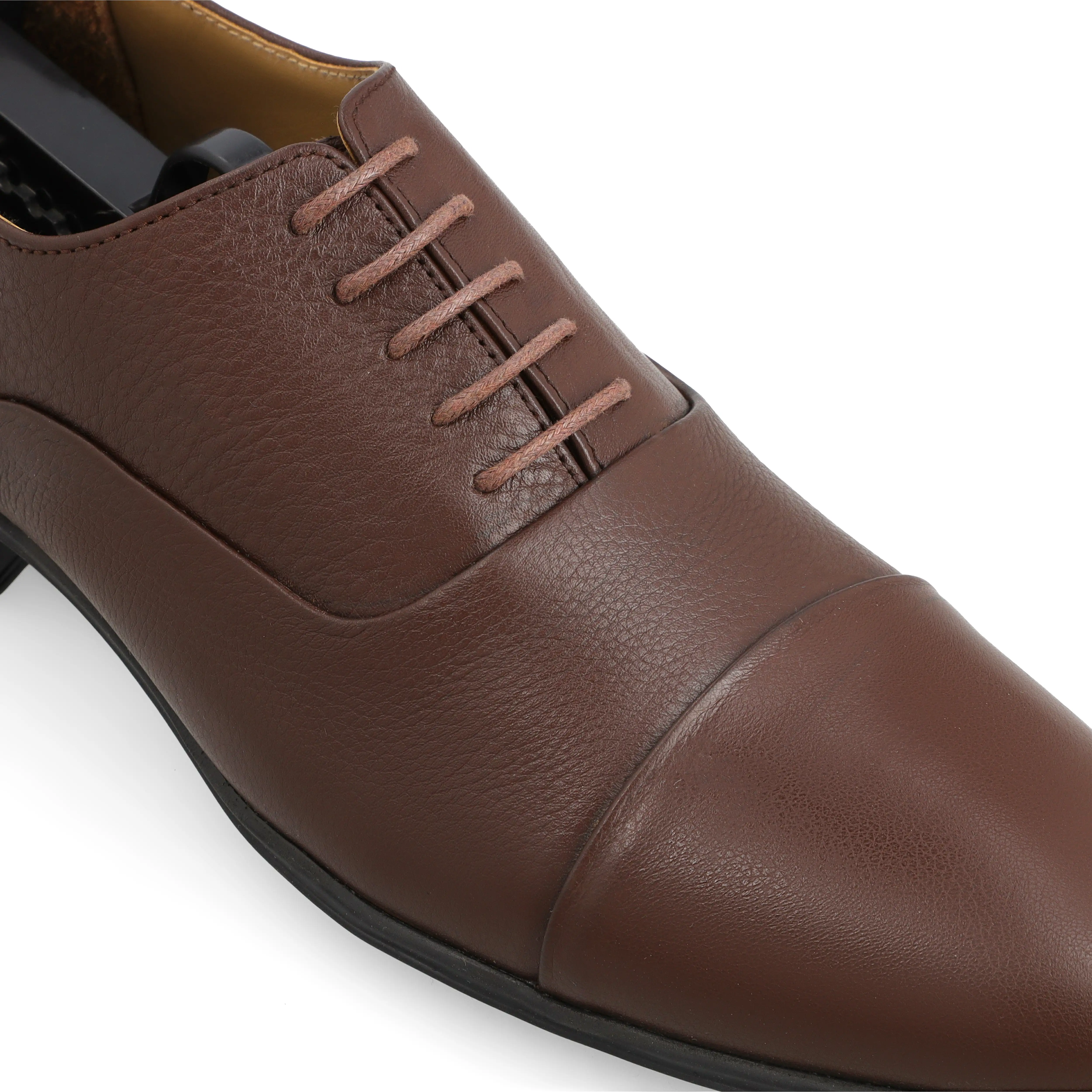 Grain leather Panelled Oxfords-Brown