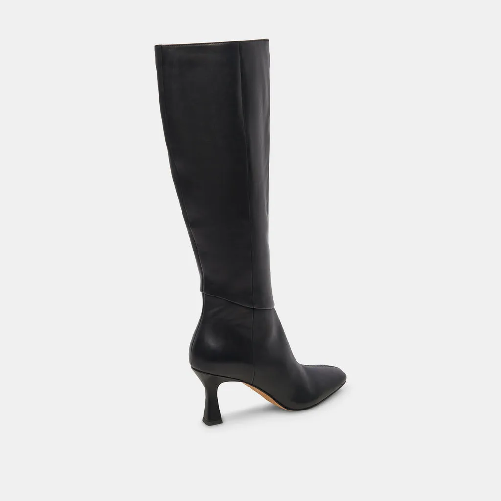 Gyra Wide Calf Black Leather Boots | Black Knee-High Wide Calf Boots– Dolce Vita 6943098961986