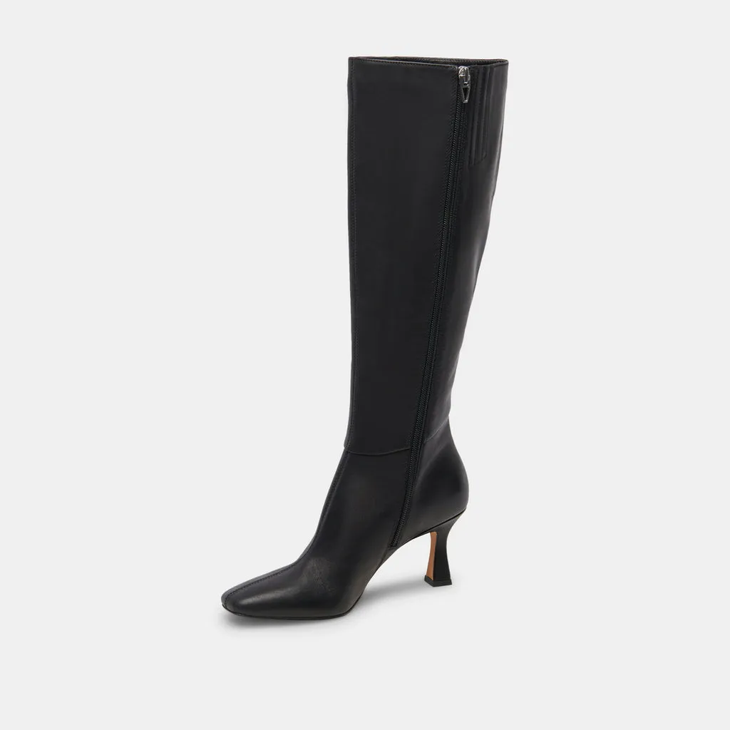 Gyra Wide Calf Black Leather Boots | Black Knee-High Wide Calf Boots– Dolce Vita 6943098961986