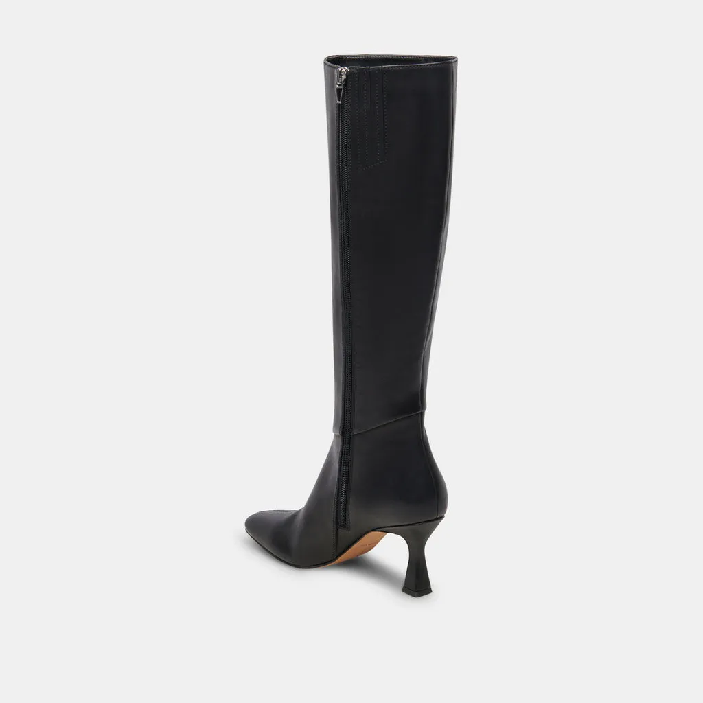 Gyra Wide Calf Black Leather Boots | Black Knee-High Wide Calf Boots– Dolce Vita 6943098961986