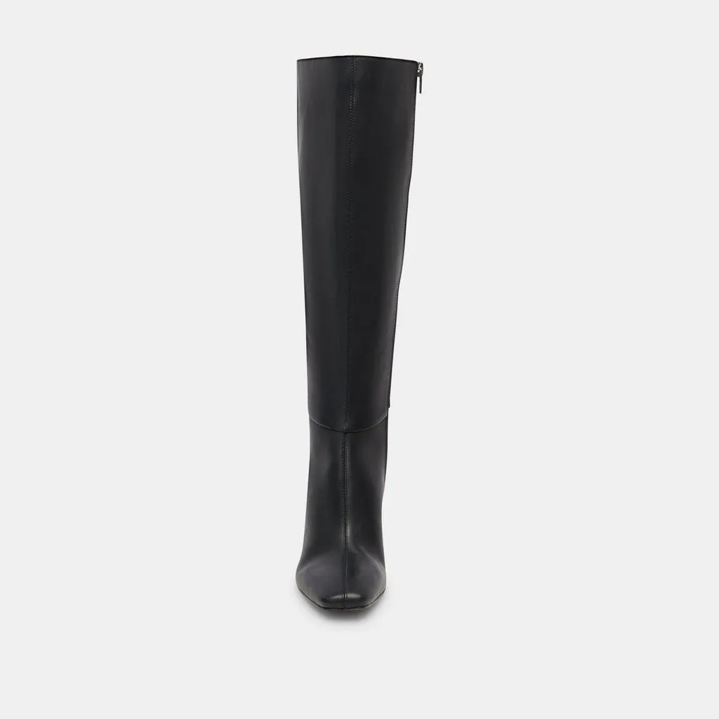 Gyra Wide Calf Black Leather Boots | Black Knee-High Wide Calf Boots– Dolce Vita 6943098961986