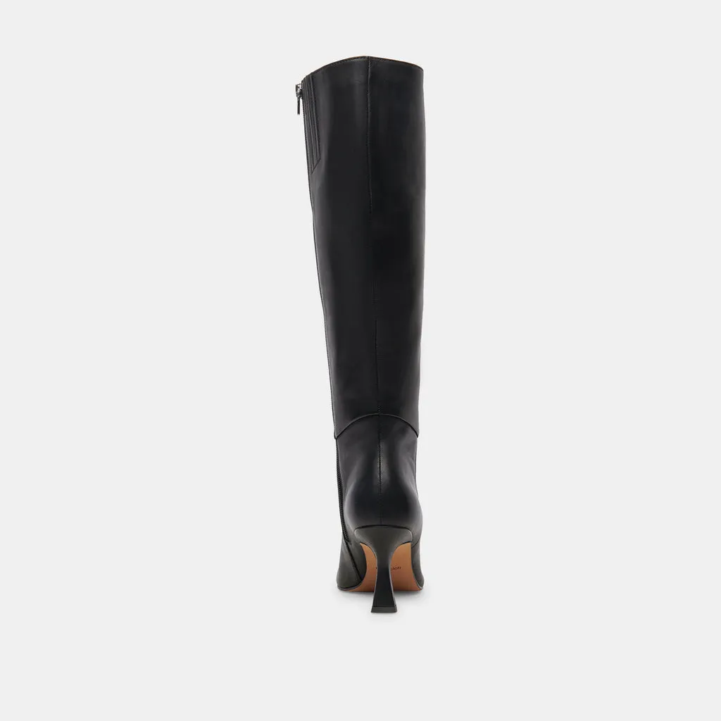 Gyra Wide Calf Black Leather Boots | Black Knee-High Wide Calf Boots– Dolce Vita 6943098961986