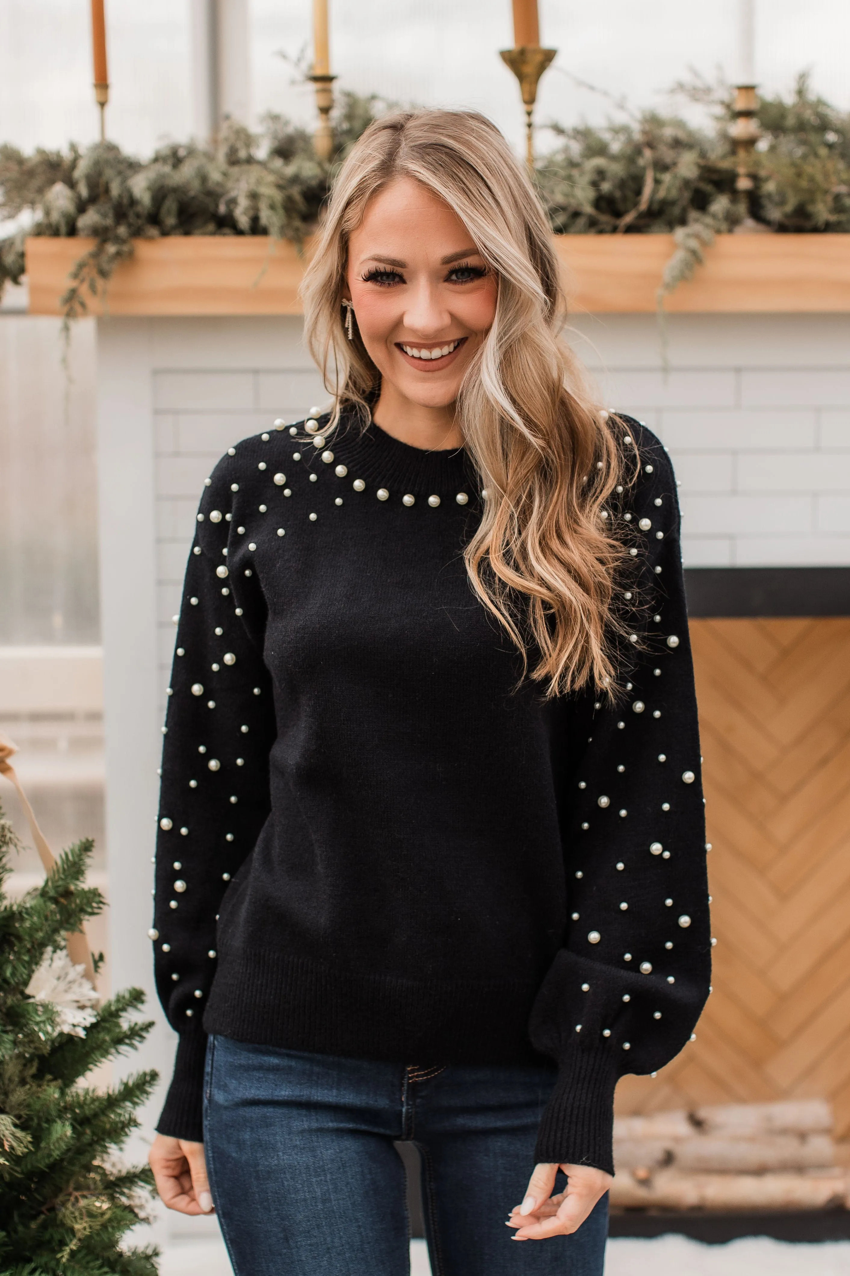 Heart Of The Party Knit Sweater- Black