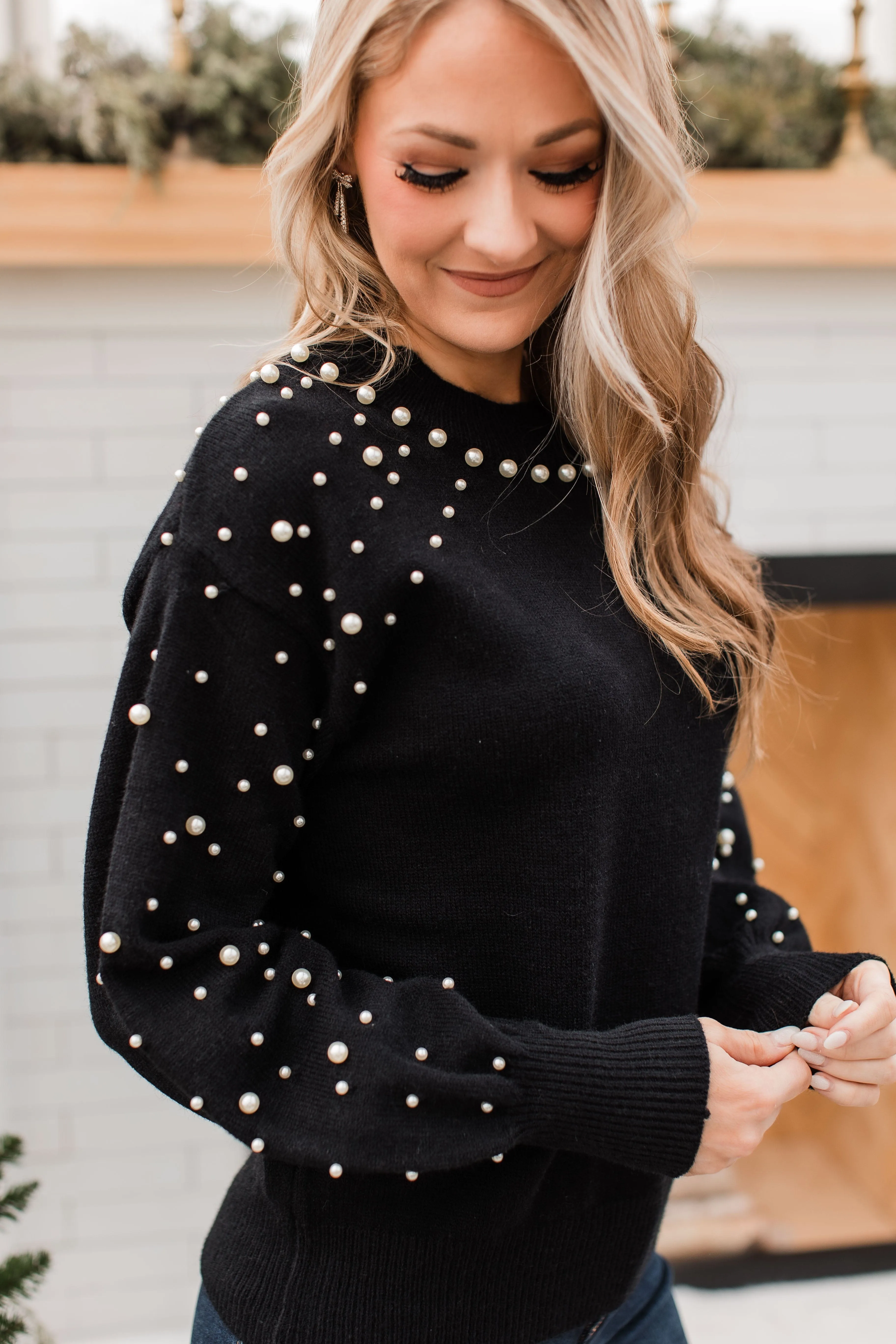 Heart Of The Party Knit Sweater- Black