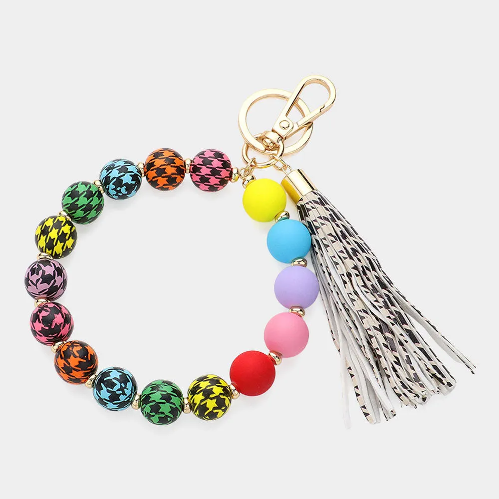 iLLASPARKZ Houndstooth Patterned Beaded Tassel Keychain / Bracelet