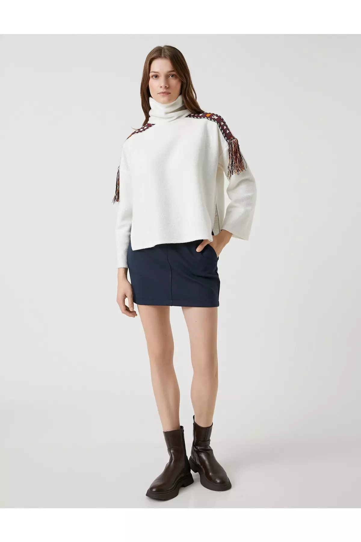 KOTON Turtleneck Ethnic Sweater