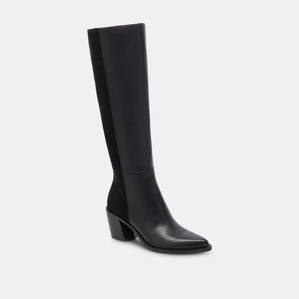 KRISTY Boots Black Leather | Women's Luxe Knee-High Black Boots– Dolce Vita 6908077506626