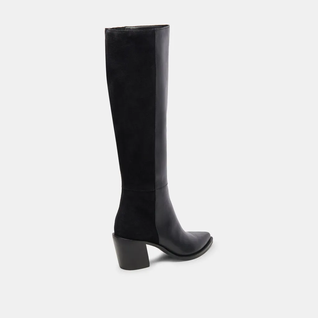 KRISTY Boots Black Leather | Women's Luxe Knee-High Black Boots– Dolce Vita 6908077506626