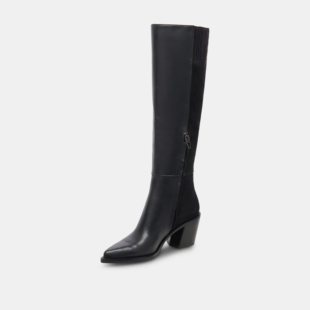 KRISTY Boots Black Leather | Women's Luxe Knee-High Black Boots– Dolce Vita 6908077506626