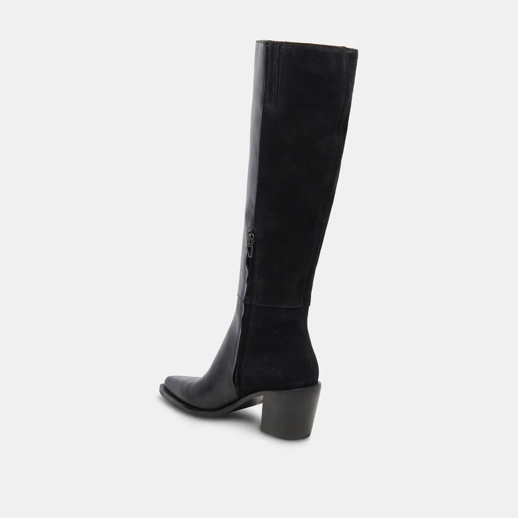 KRISTY Boots Black Leather | Women's Luxe Knee-High Black Boots– Dolce Vita 6908077506626