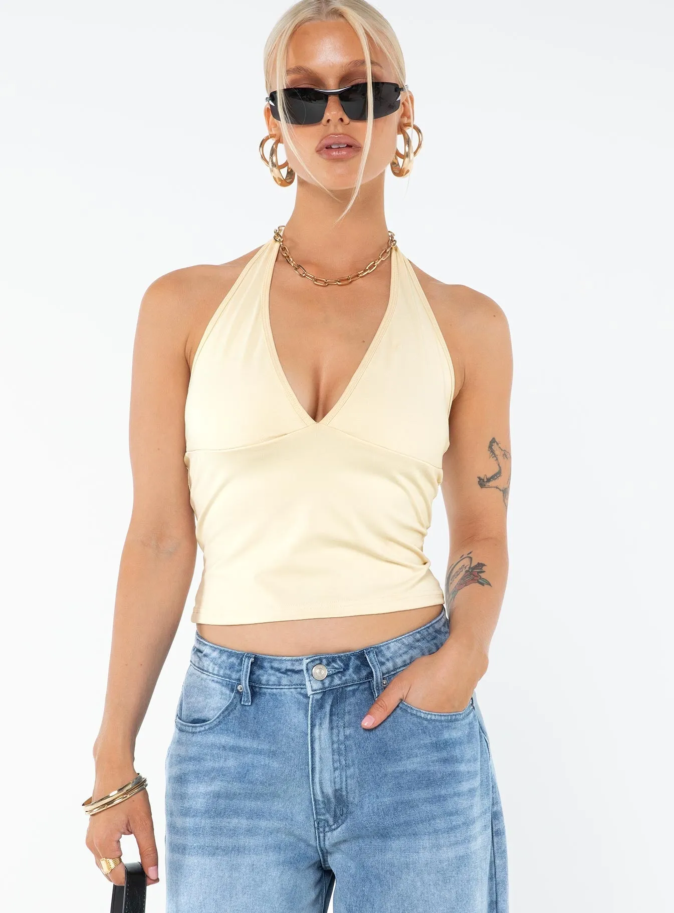 Larkai Halter Top Beige