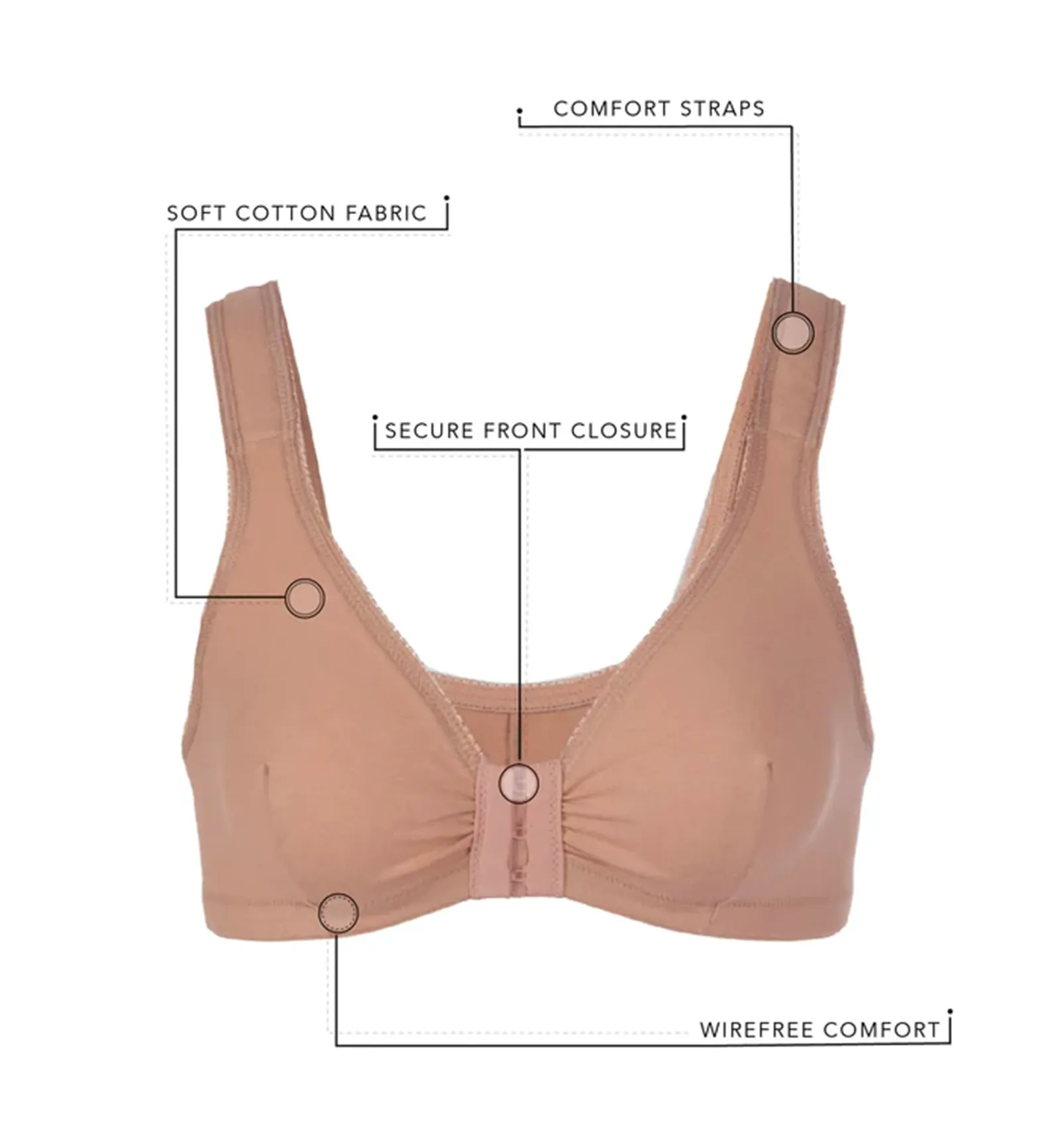 Leading Lady Meryl Cotton Front Closure Bra (110) - Warm Taupe