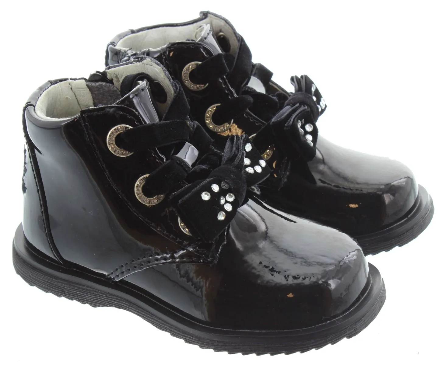 LELLI KELLY Kids LK3309 Camille Bow Boots In Black Patent