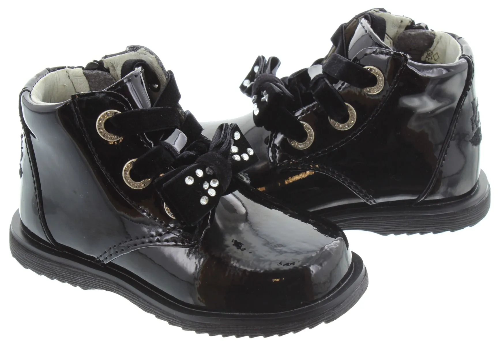 LELLI KELLY Kids LK3309 Camille Bow Boots In Black Patent