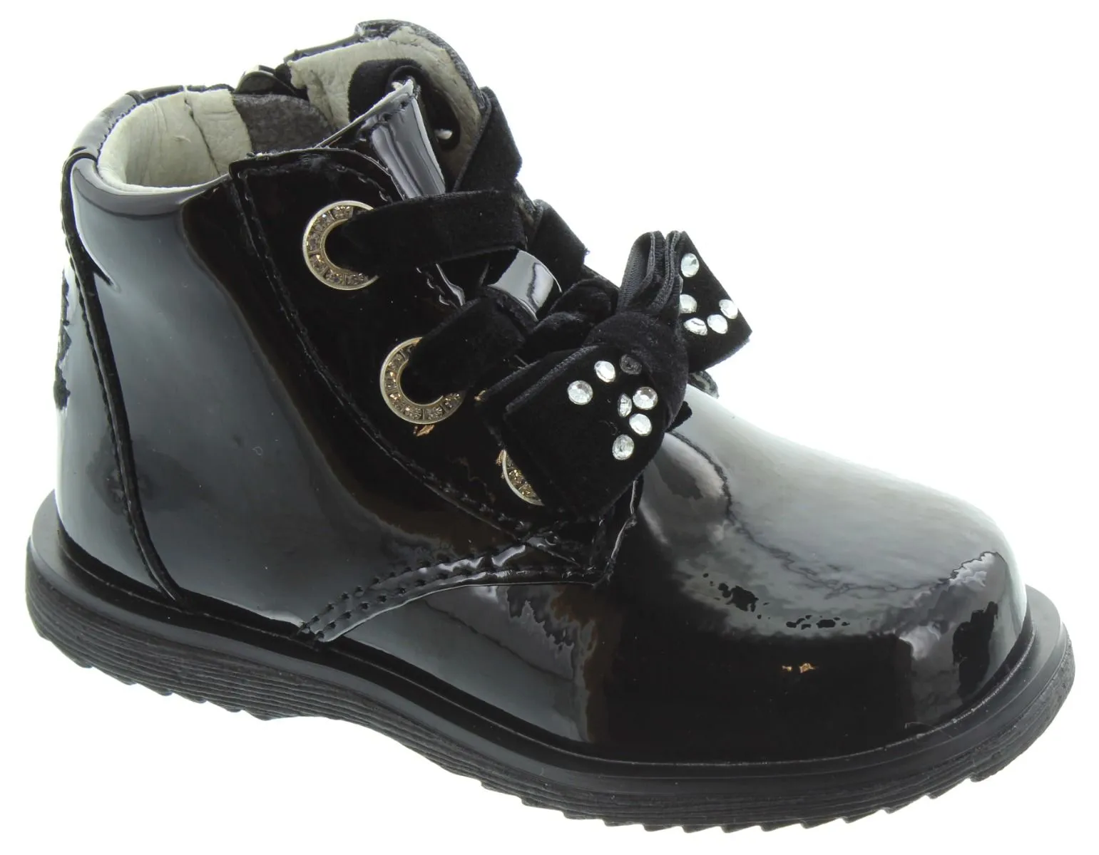 LELLI KELLY Kids LK3309 Camille Bow Boots In Black Patent