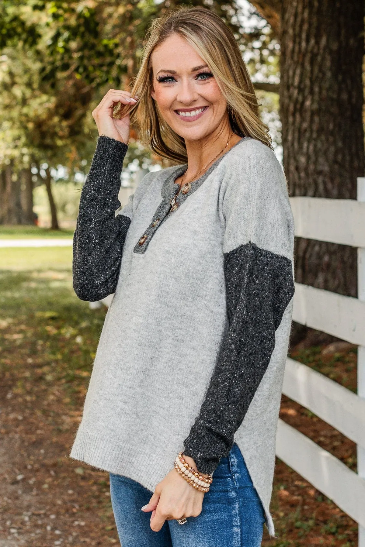 Let Me Remind You Knit Sweater- Grey