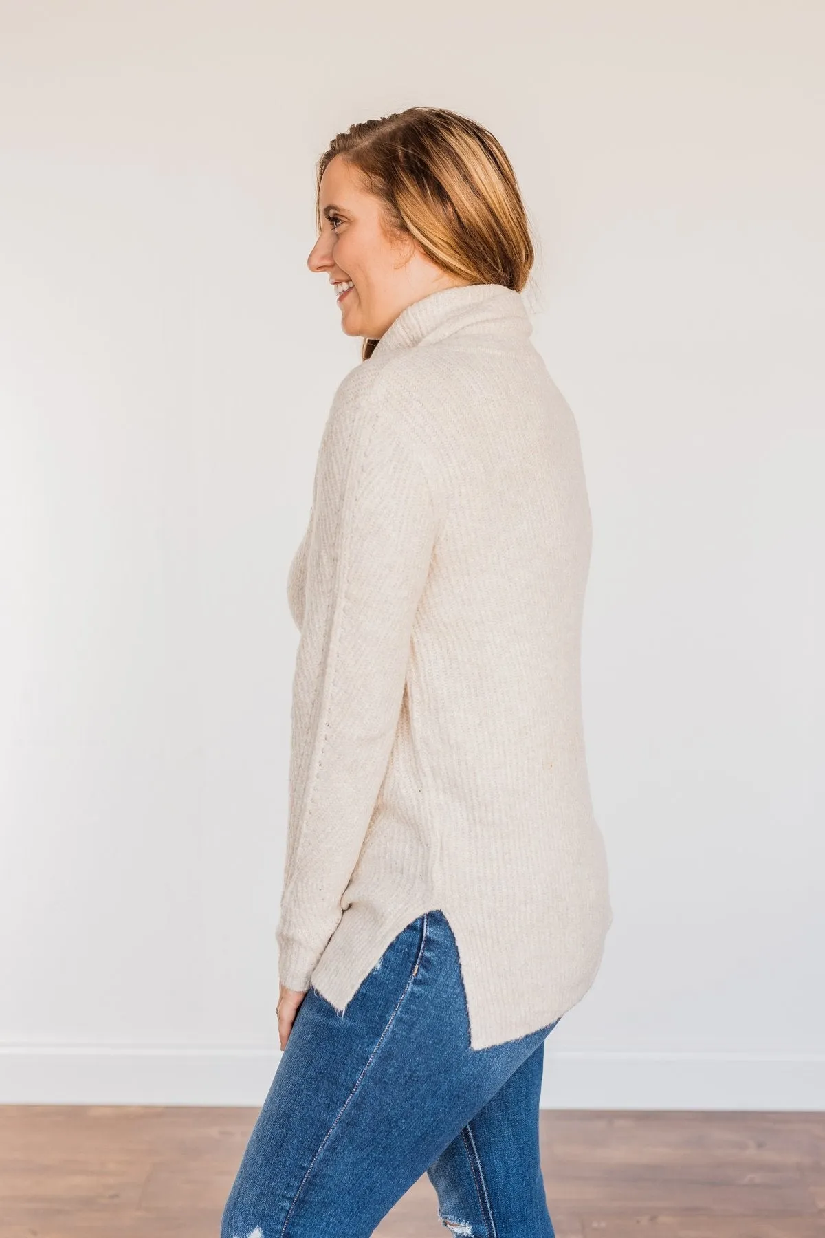 Limelight Aura Knit Cowl Neck Sweater- Oatmeal