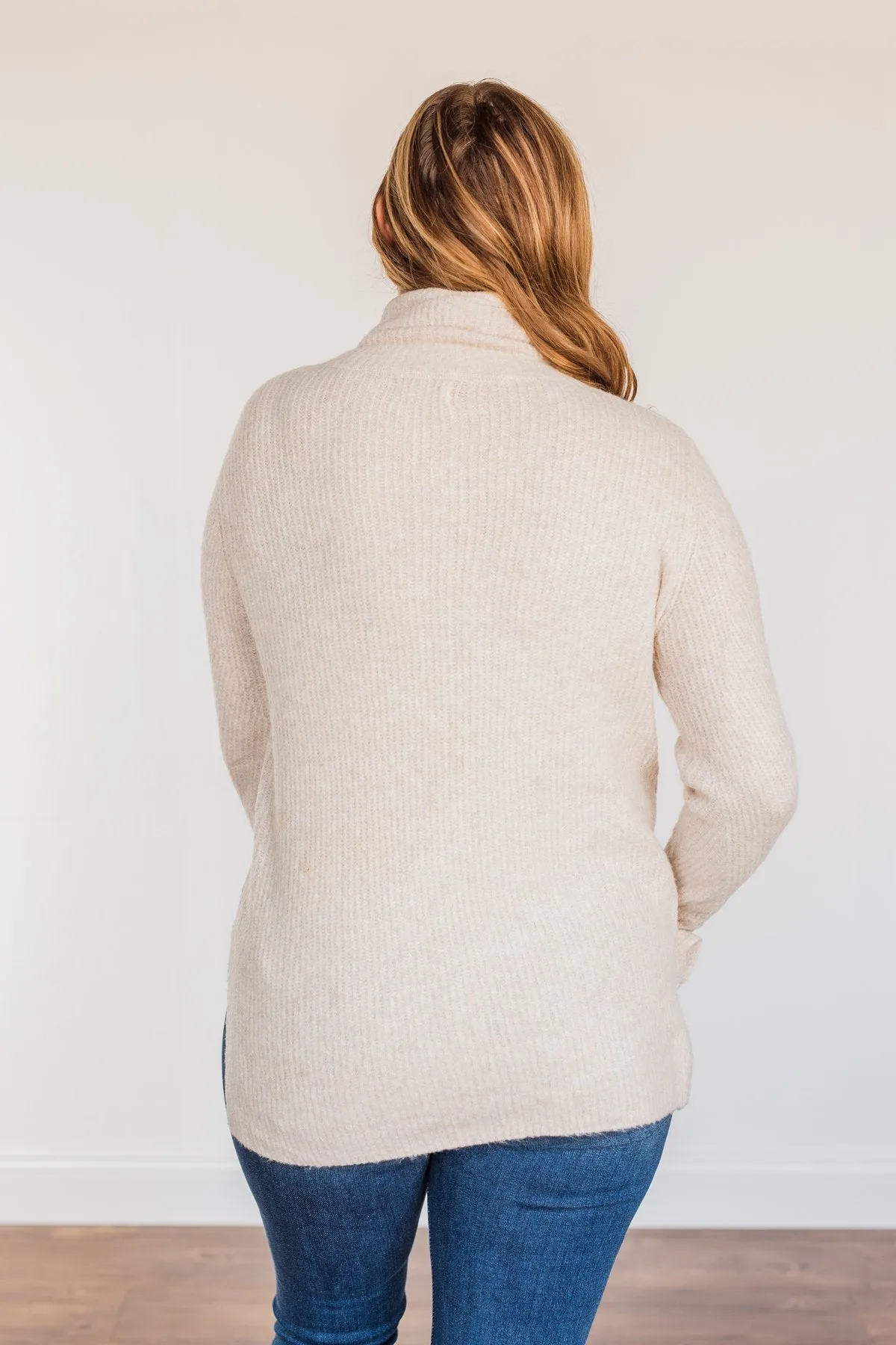 Limelight Aura Knit Cowl Neck Sweater- Oatmeal