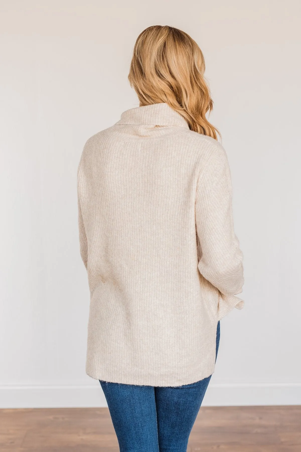 Limelight Aura Knit Cowl Neck Sweater- Oatmeal