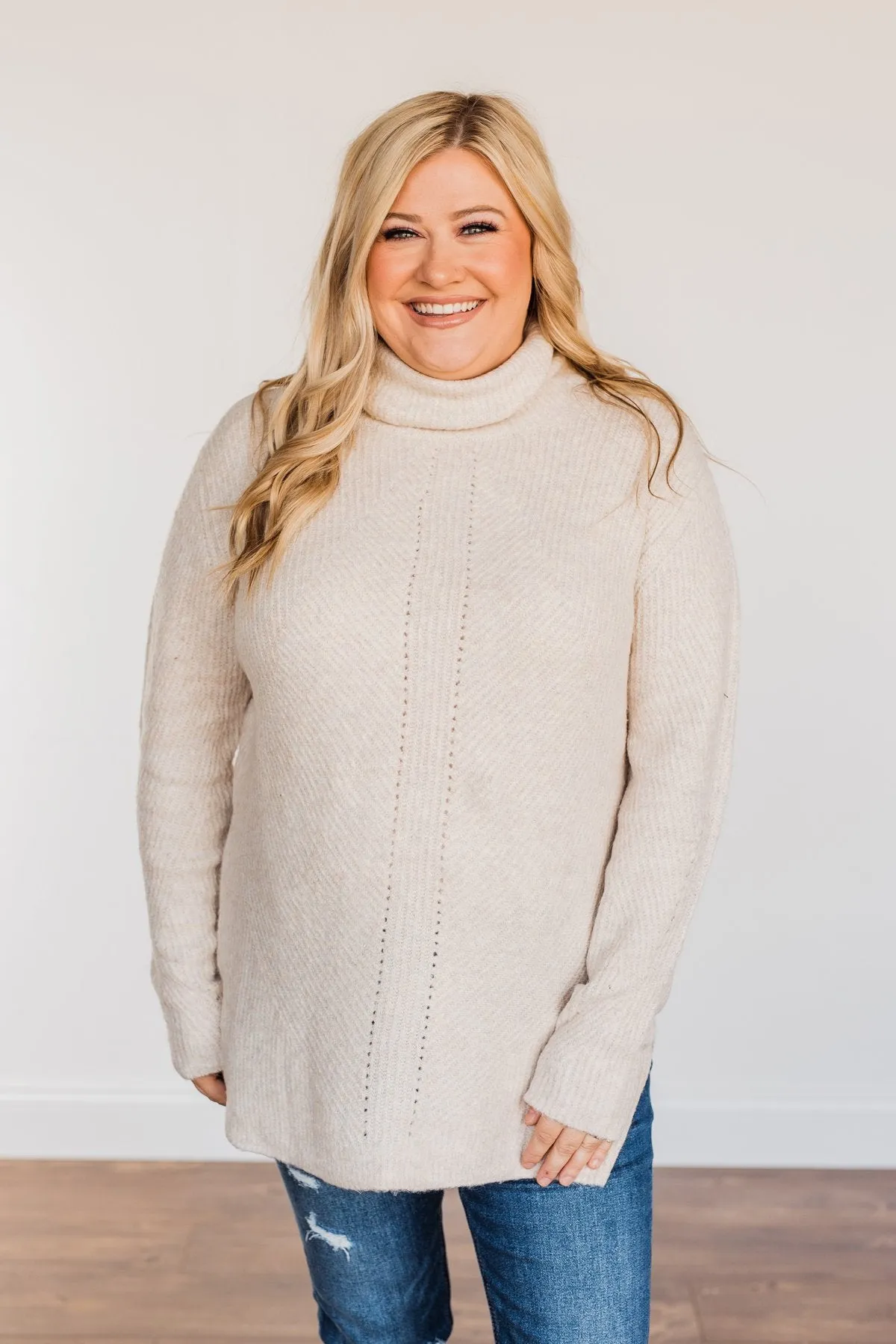 Limelight Aura Knit Cowl Neck Sweater- Oatmeal