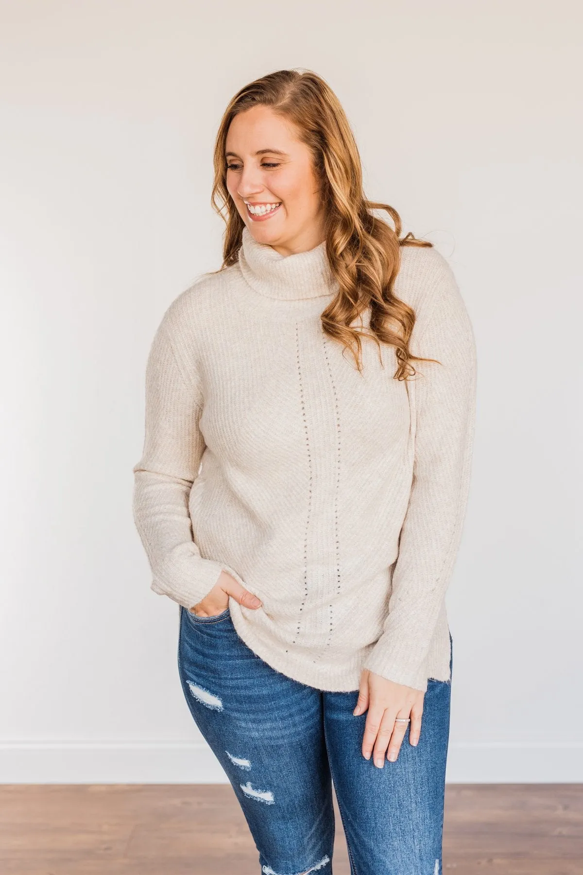 Limelight Aura Knit Cowl Neck Sweater- Oatmeal