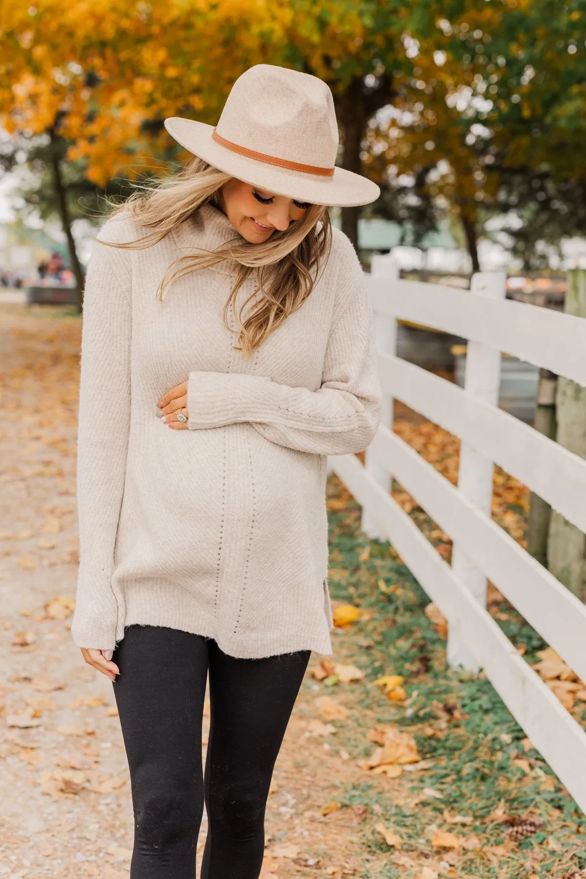 Limelight Aura Knit Cowl Neck Sweater- Oatmeal