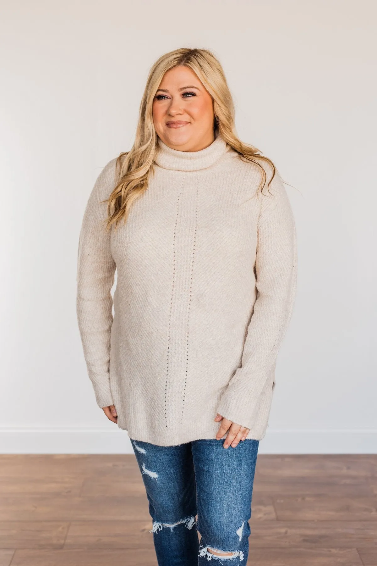 Limelight Aura Knit Cowl Neck Sweater- Oatmeal