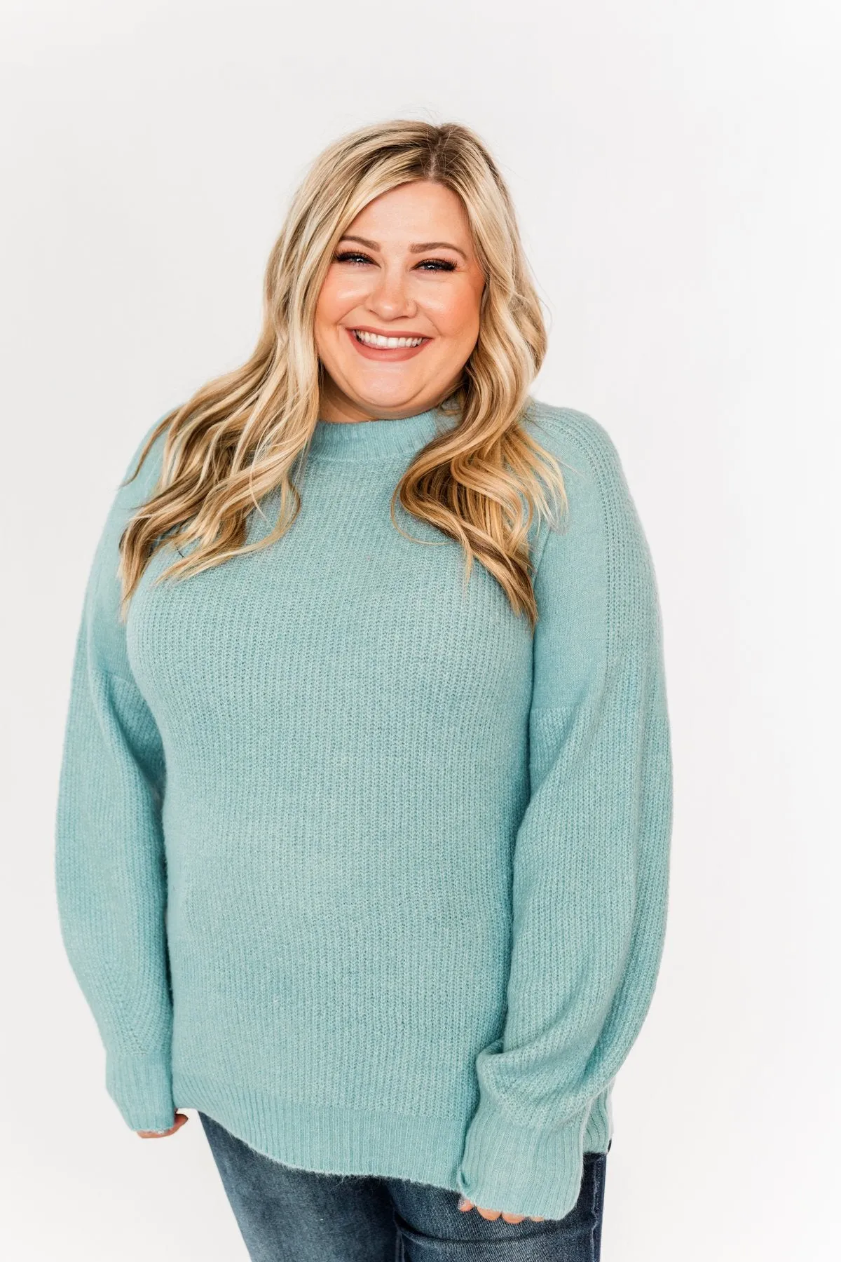 Live A Little Knit Sweater- Light Blue