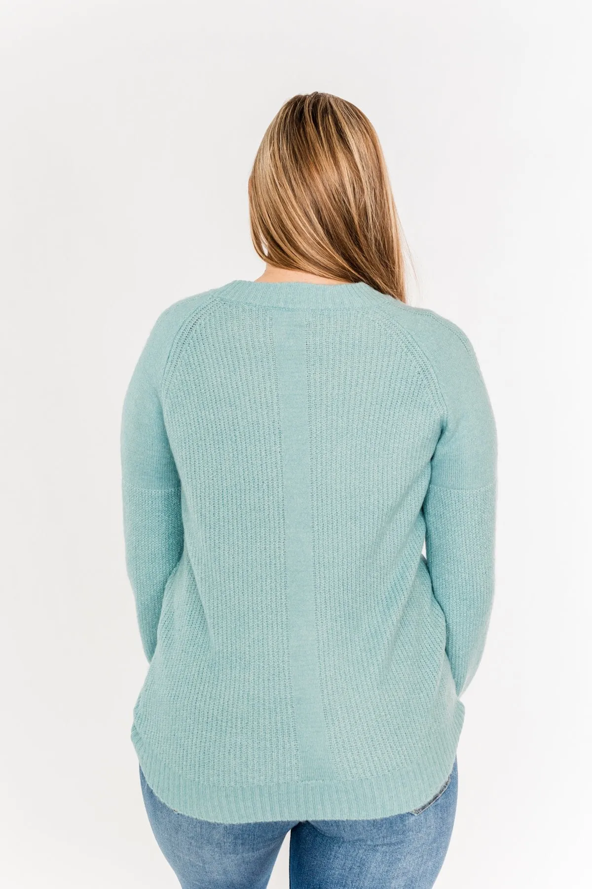 Live A Little Knit Sweater- Light Blue