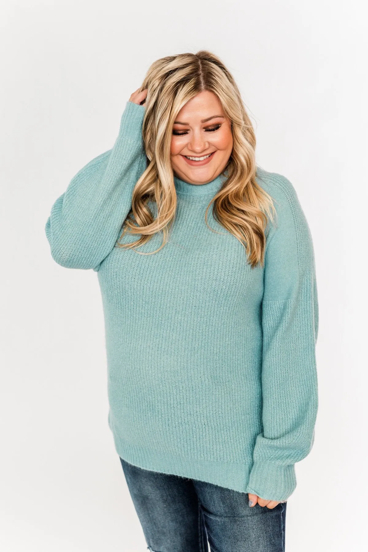 Live A Little Knit Sweater- Light Blue