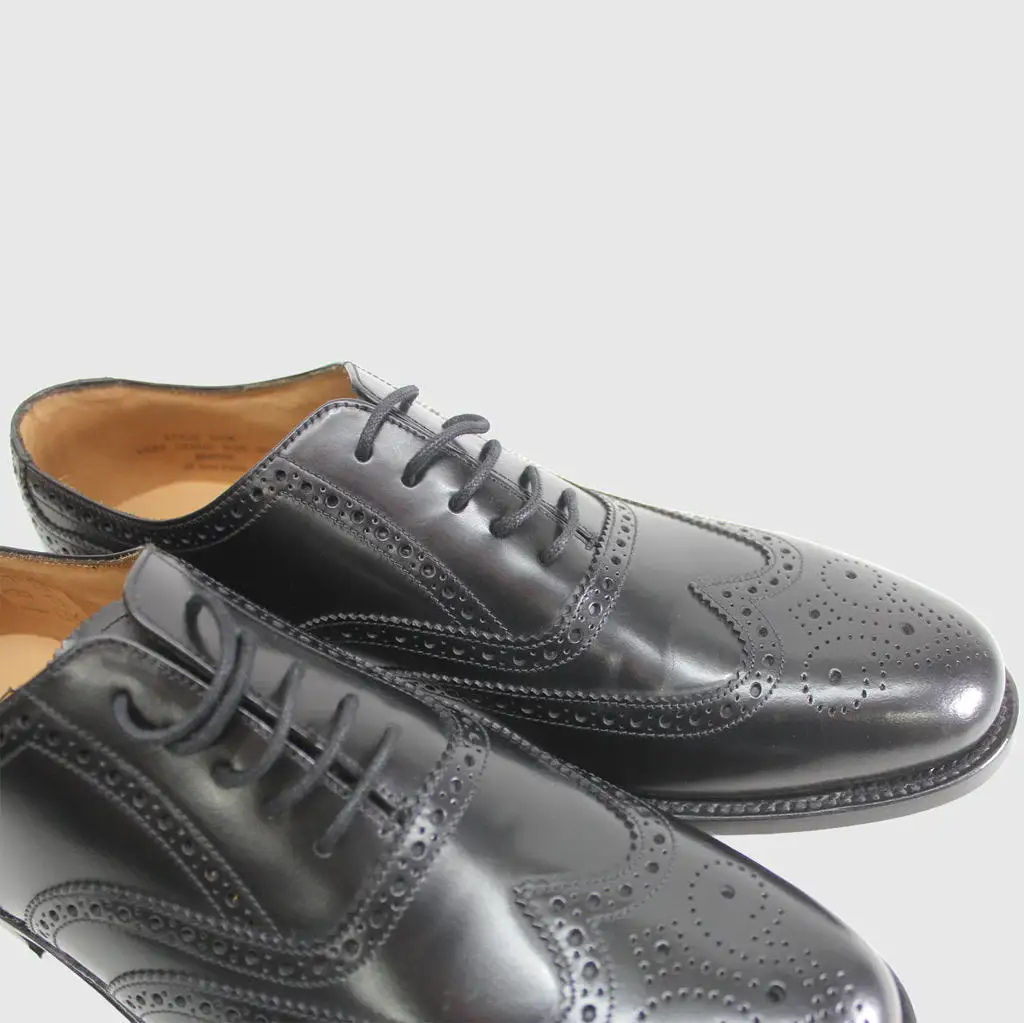 Loake 202 Black Mens Leather Lace-up Brogues Wingtip Oxford Shoes - UK 8.5