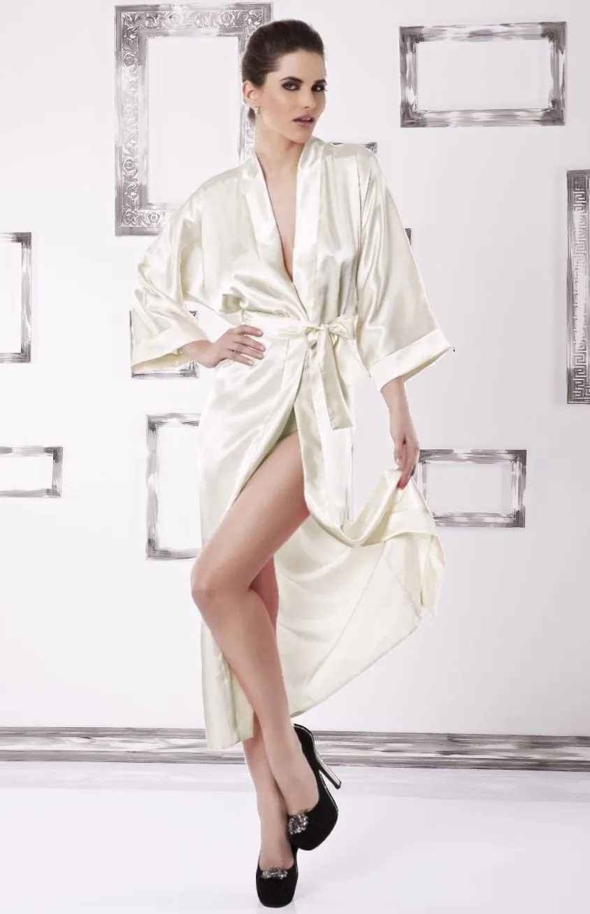 Long satin white kimono Iga