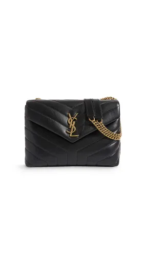 Loulou Small Chain Bag in Quilted Y Leather - Black