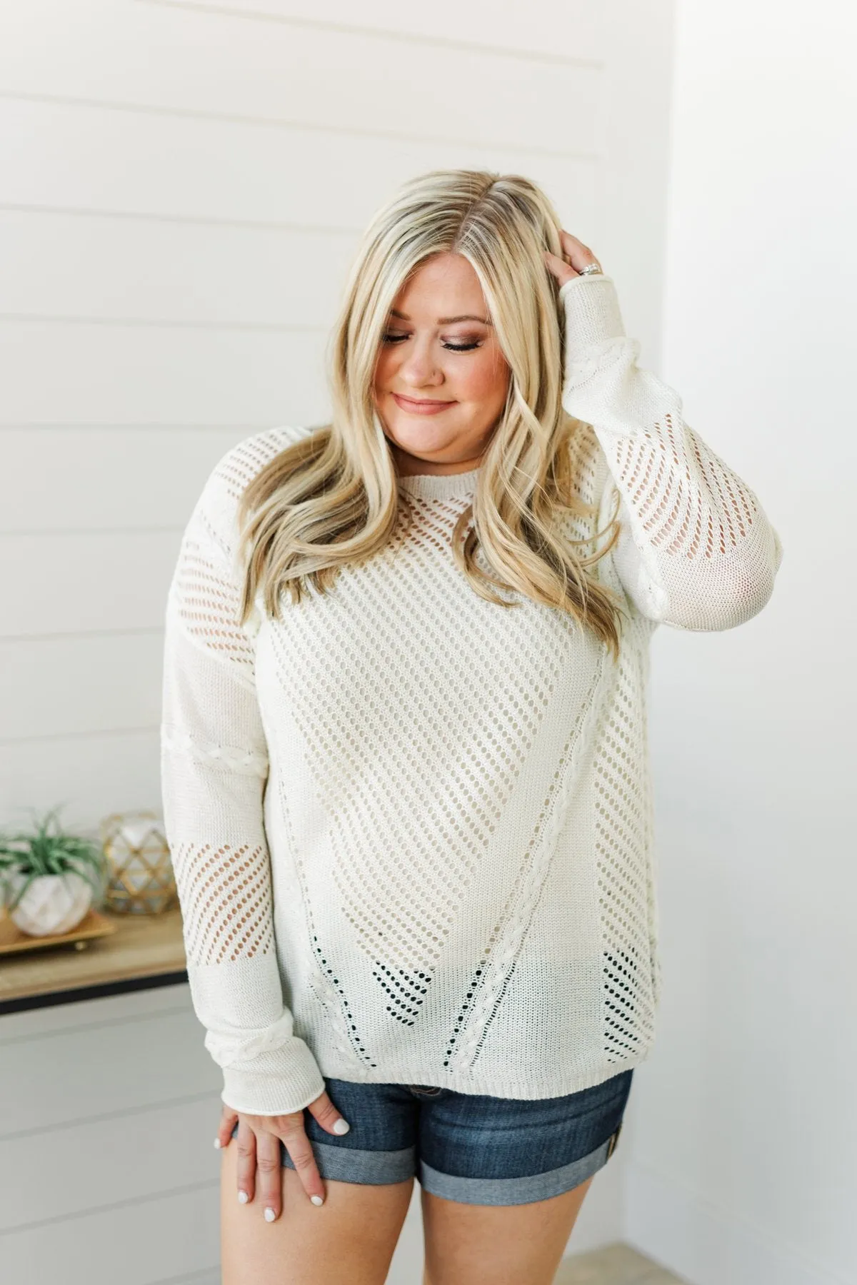 Love Like Crazy Open Knit Sweater- Ivory