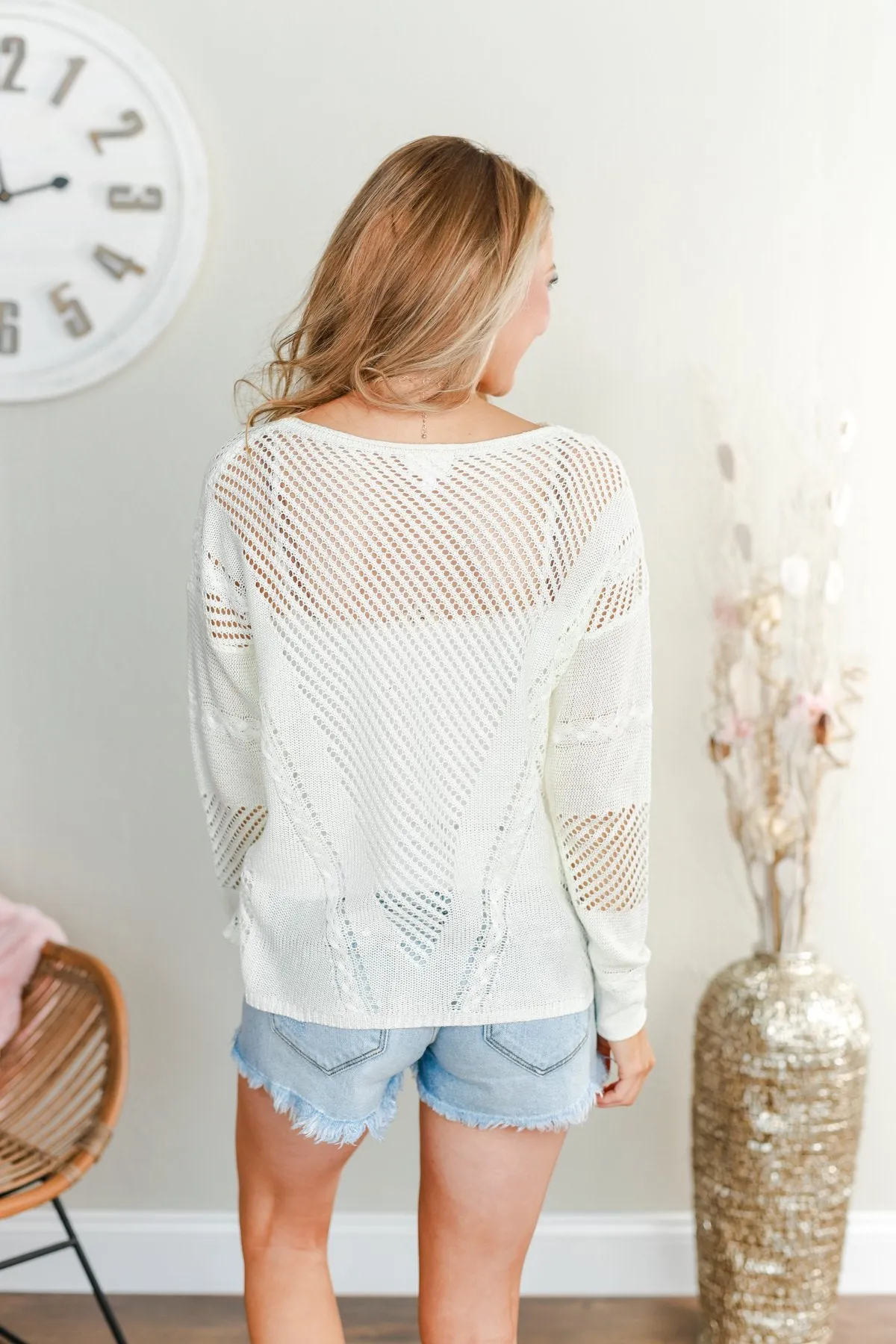 Love Like Crazy Open Knit Sweater- Ivory