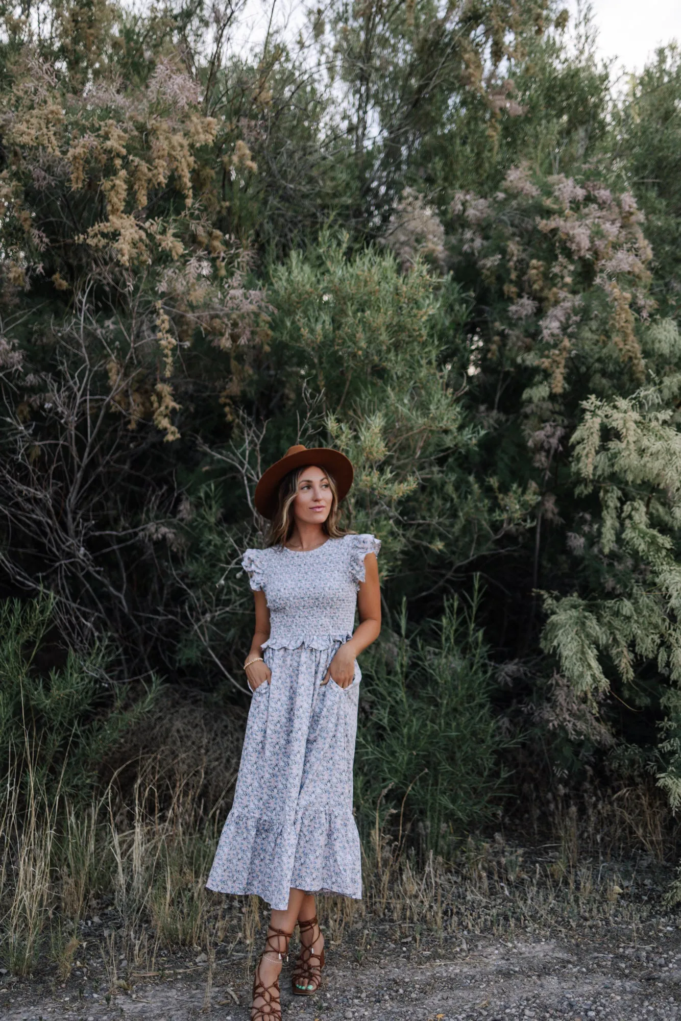 Mercy Smocked Midi Dress in Pink