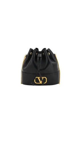 Mini Bucket Bag In Nappa With Vlogo Signature Chain - Black