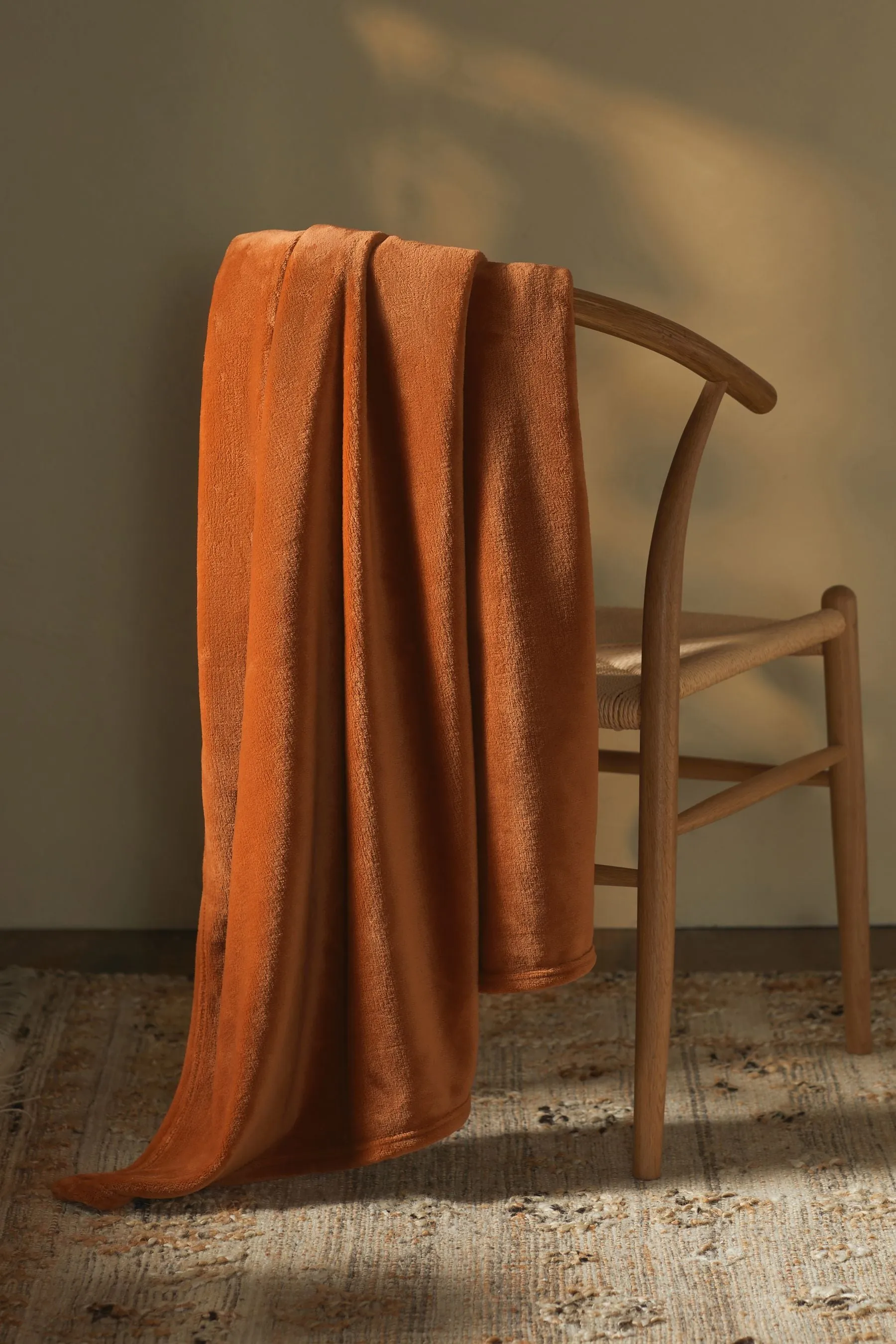 Orange Plush Fleece Throw