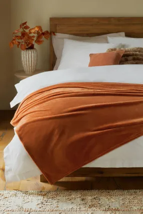 Orange Plush Fleece Throw