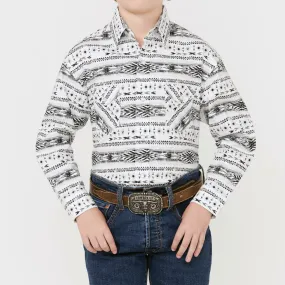 Panhandle Slim Boy's Black & White Aztec Long Sleeve