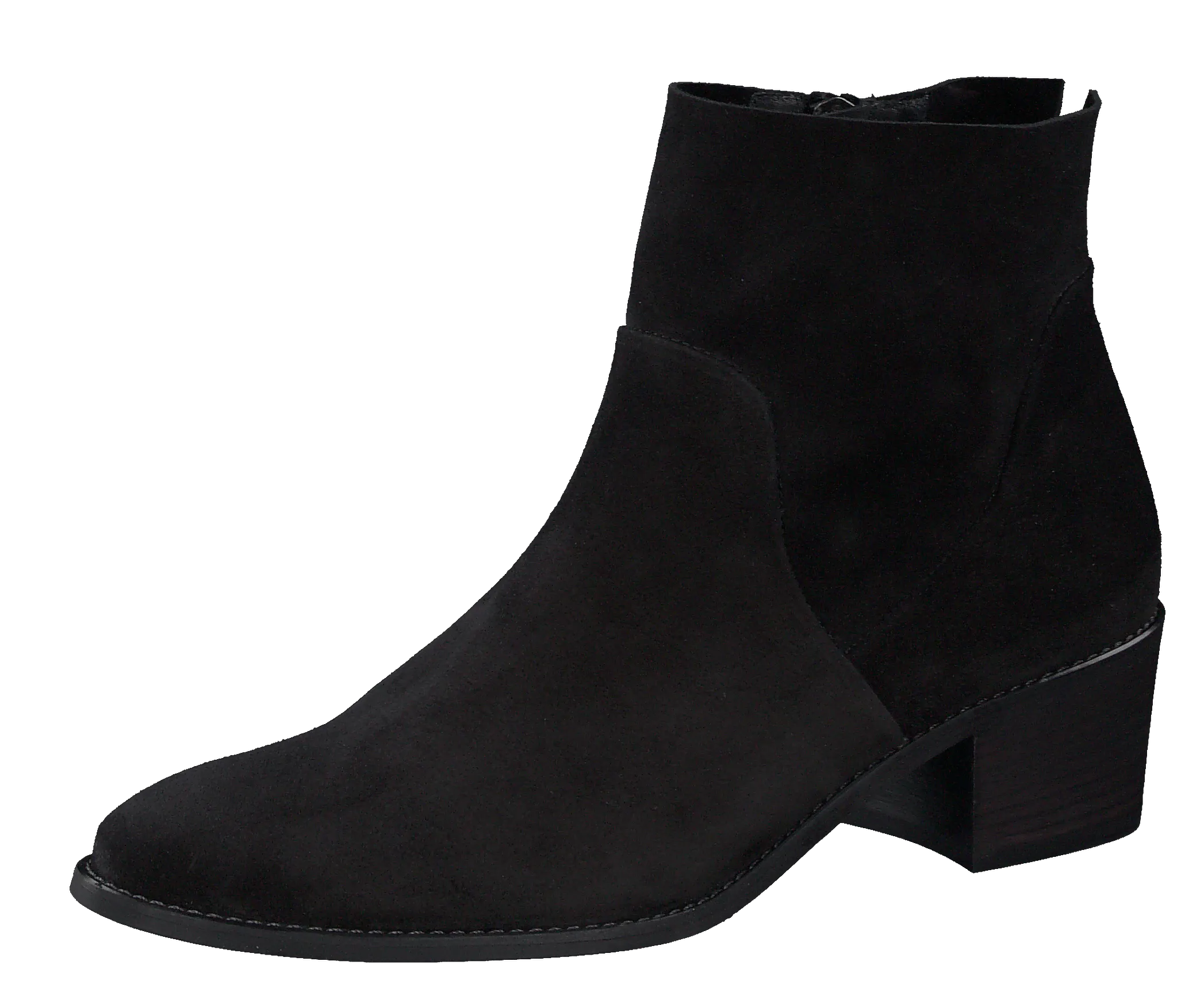 PAUL GREEN Black Suede  Ankle Boot with Block Heel 9025