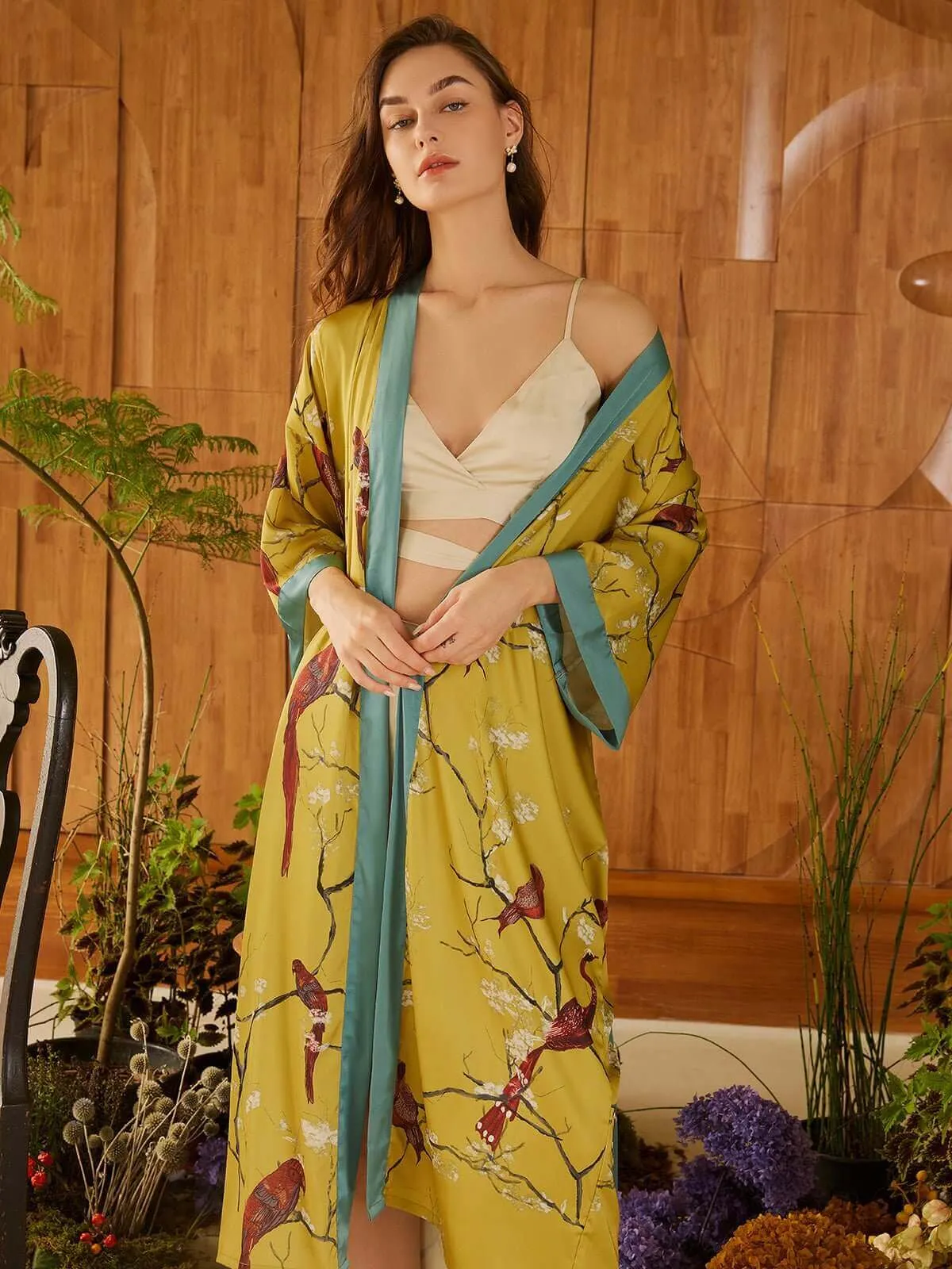 Perched Bird Kimono Robe