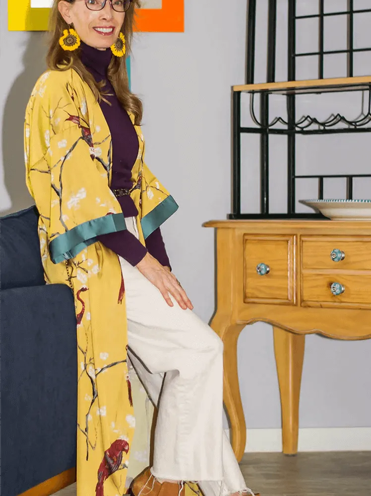 Perched Bird Kimono Robe