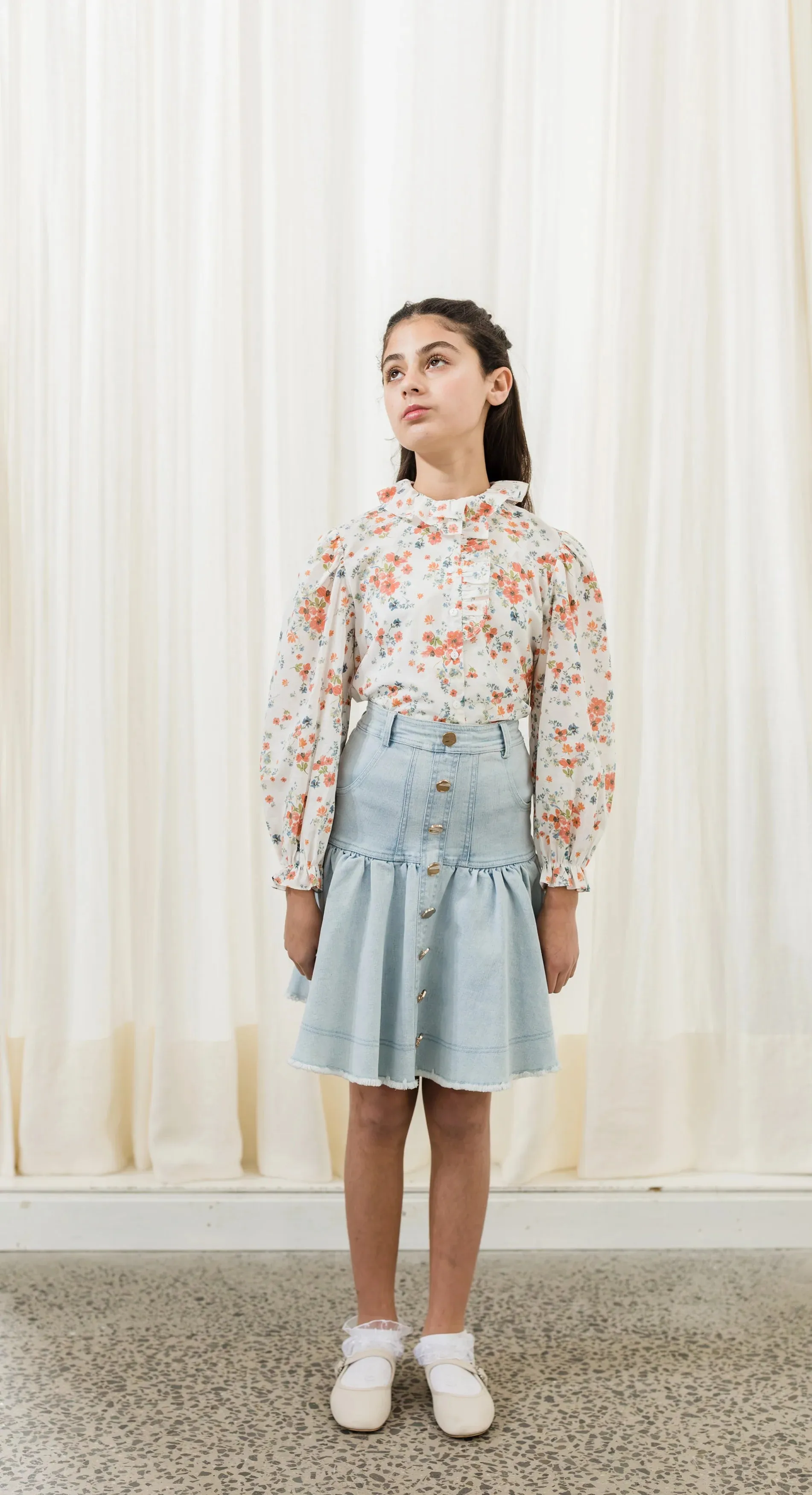 Petite Amalie Denim Button Skirt