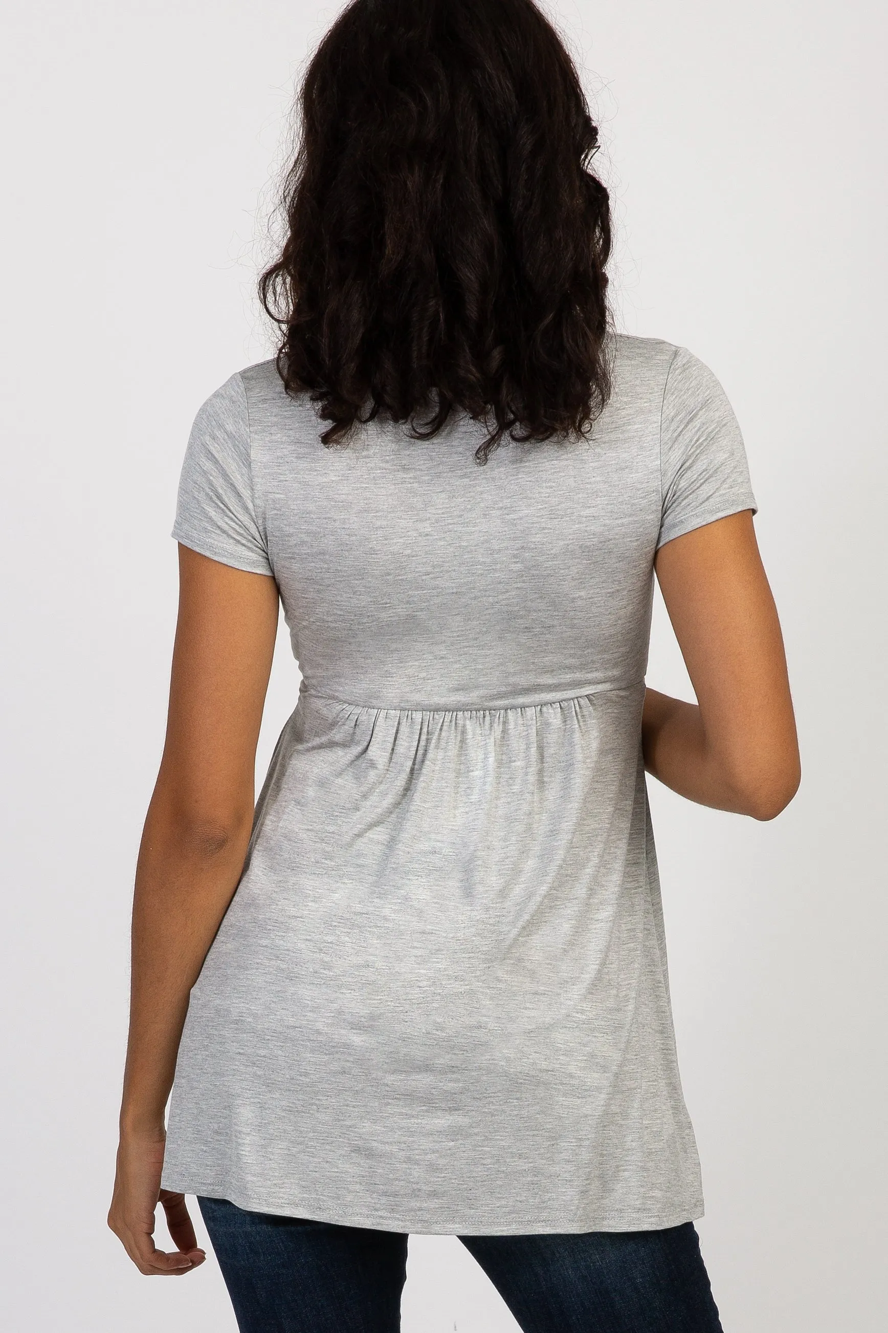 PinkBlush Grey Draped Front Maternity/Nursing Top