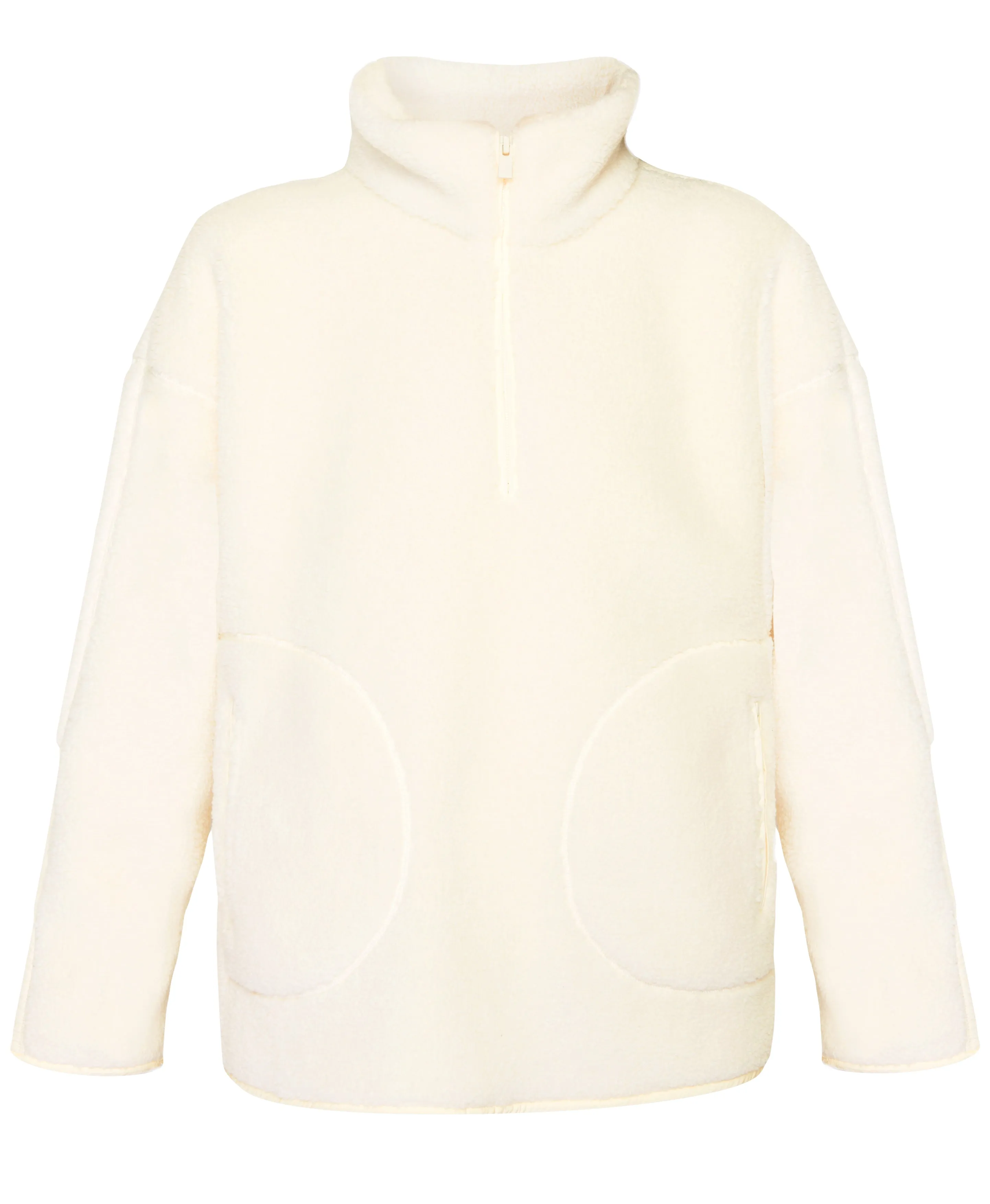 Plush Textured Half Zip Fleece - Studio White