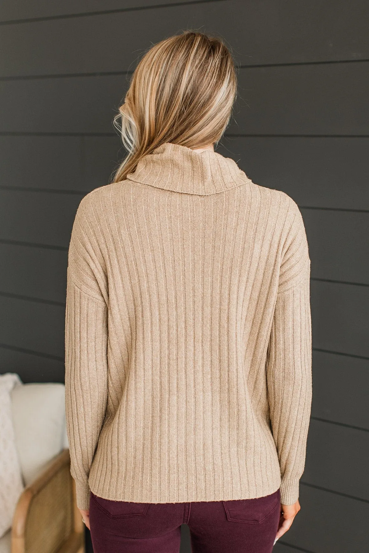 Point The Way Turtle Neck Sweater- Beige