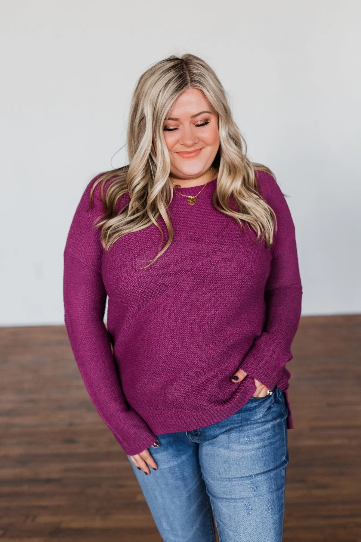 Reaching Out To You Knit Sweater- Magenta