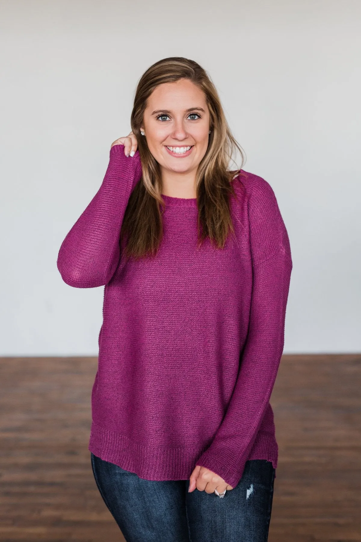 Reaching Out To You Knit Sweater- Magenta