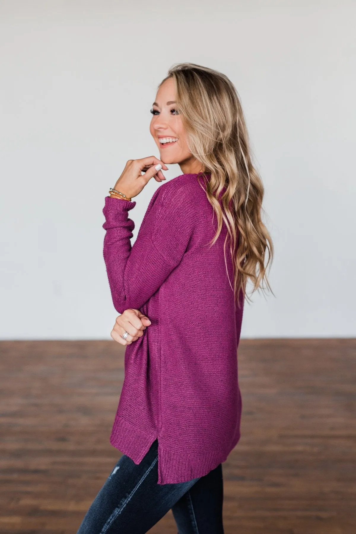 Reaching Out To You Knit Sweater- Magenta